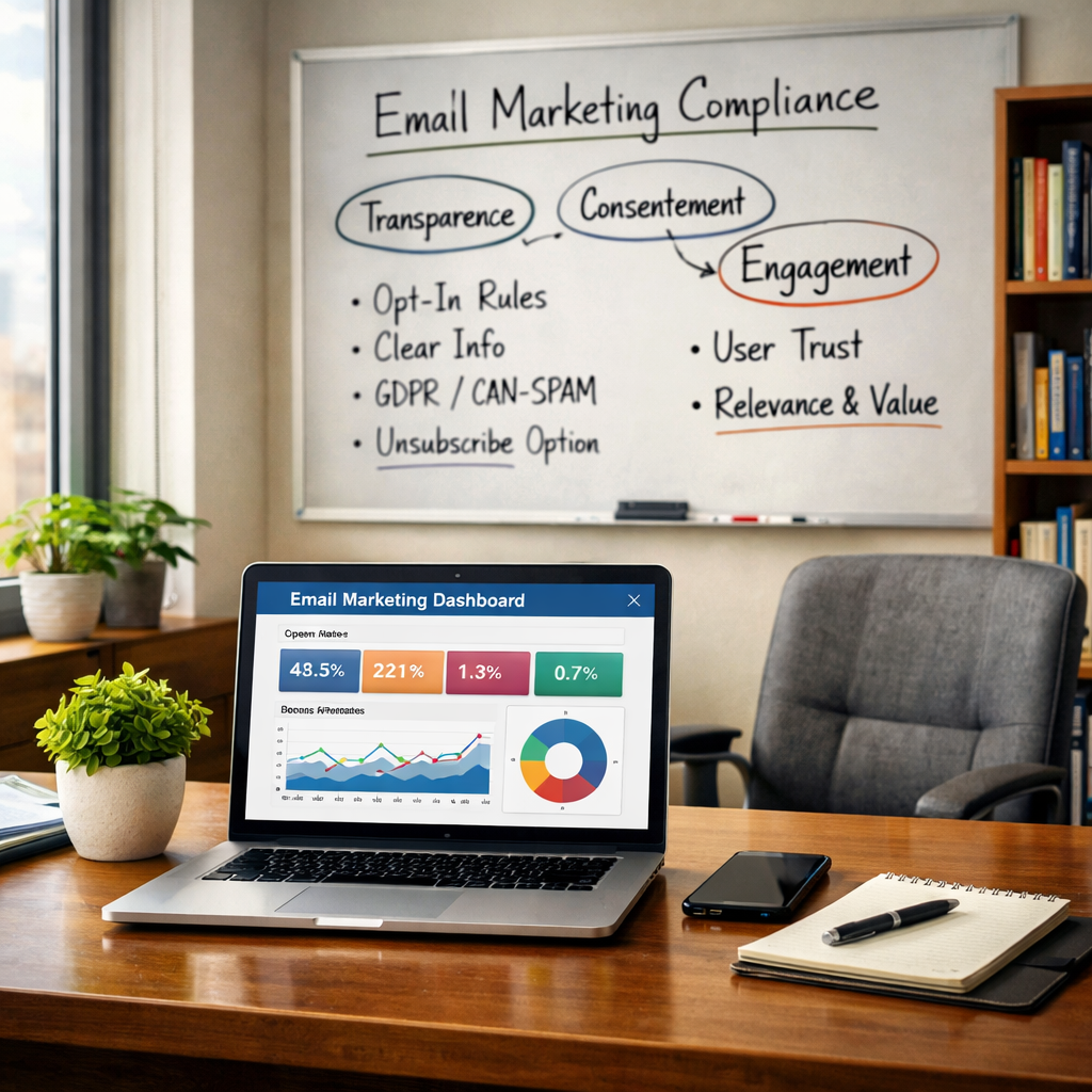 un ordinateur portable affiche des données email marketing. Image d'illustration de l'article d'Avenir Numérique sur la recommandation de la CNIL sur les pixels de suivi 