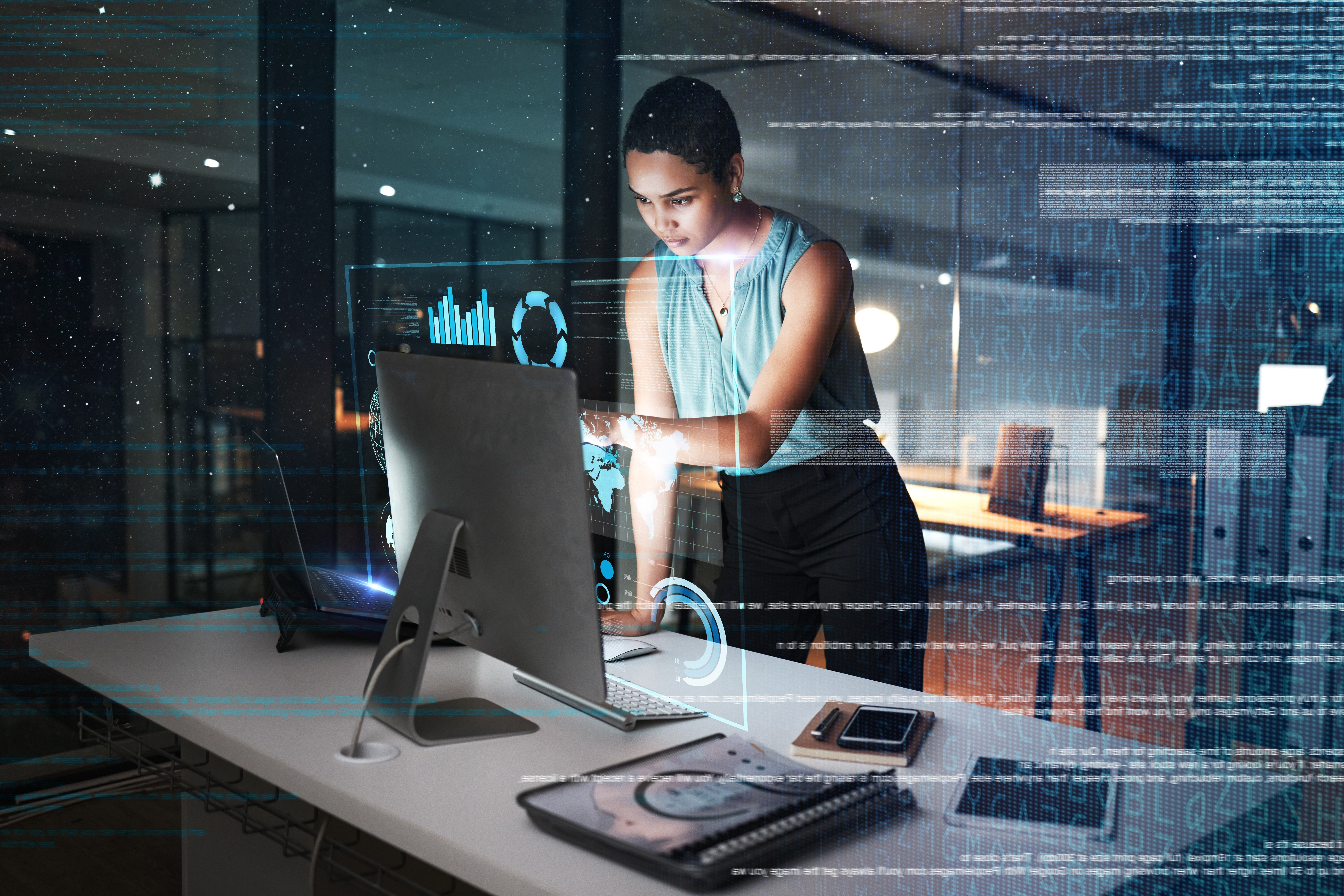 Woman in front of her office computer