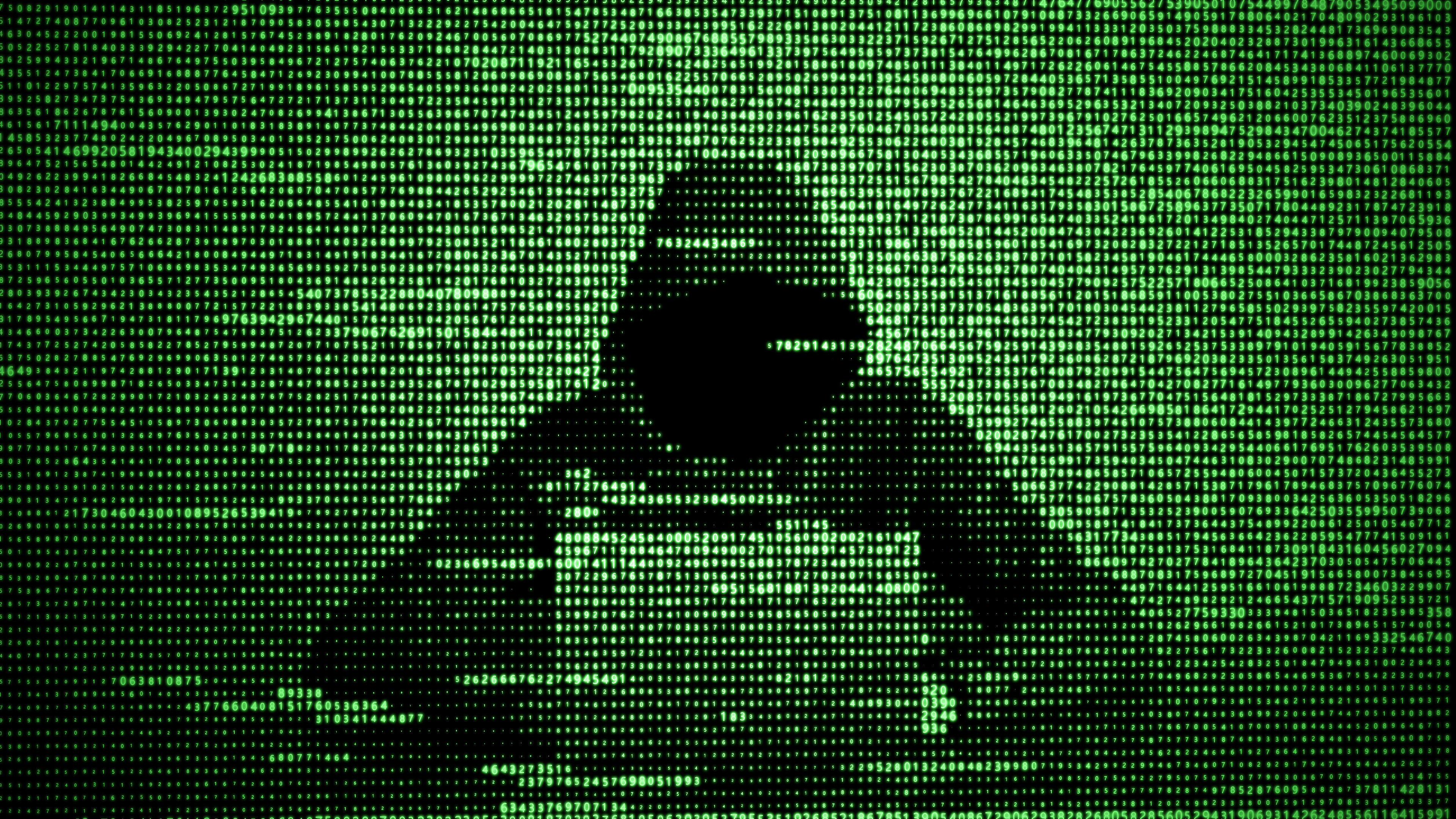 représente un hacker devant un ordinateur portable sur fond vert montrant des lignes de code