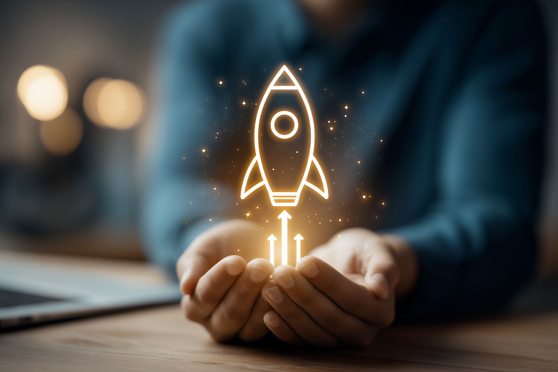 une fusée représentant un commerce qui décolle