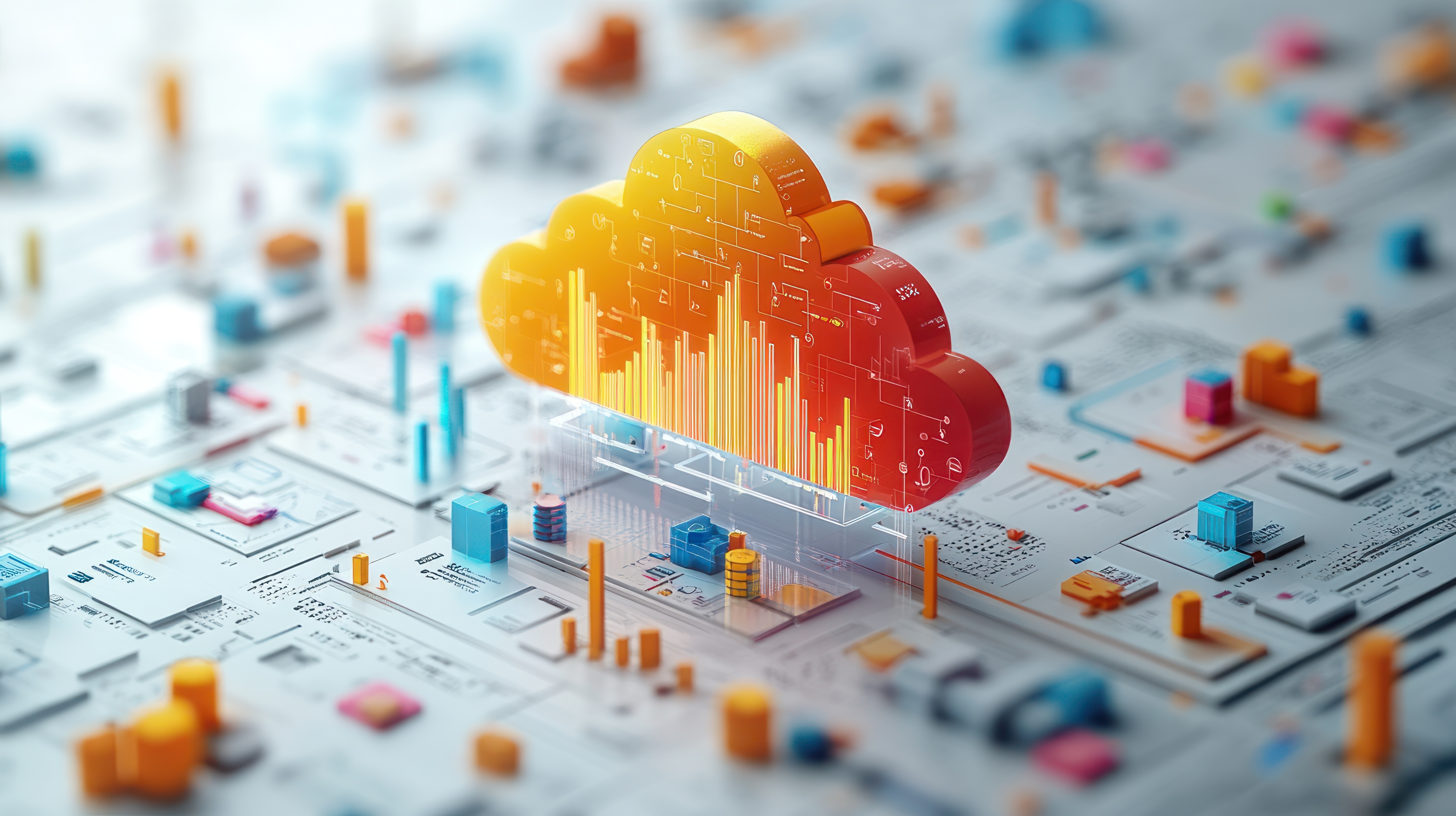 image qui représente le cloud et divers graphiques symbolisant les tendances et innovations dans le DevOps
